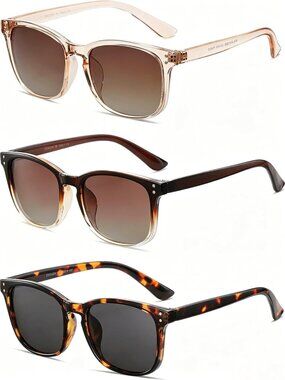 3 Pack Women's Polarized Sunglasses - Classic Retro Style, UV400 Protection
